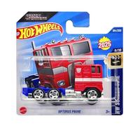 Hot Wheels Optimus Truck (rojo y azul - Transformers) 6/10 HW Tiempo de pantalla - 2025-104/250 (tarjeta corta)