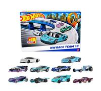 Hot Wheels Pack 10 Coches de Carreras de Juguete, Escala 1:64, Incluye 1 Corvette Greenwood, 1 Lamborghini Centenario Roadster y 1 McLaren Speedtail, Juguete +3 años (HYM96)