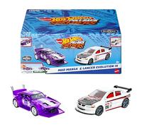 Hot Wheels Pack 2 Coches de Juguete de Carreras (Modelos Surtidos, selección aleatoria), Tira hacia atrás del Coche y Suelta, con Puerta, capó o Maletero Que se abren, +3 años, HPR91