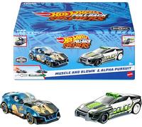 Hot Wheels Pack 2 Coches de Juguete de Carreras, Tira hacia atrás del Coche y Suelta, con Puerta, capó o Maletero Que se abren, Modelos Surtidos, +3 años, Los Modelos Pueden Variar, HPR91