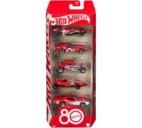 Hot Wheels Pack 80 Aniversario – 5 coches escala 1:64 con embalaje coleccionista JGK08