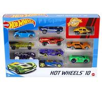 Hot Wheels Pack de 10 (Modelos Pueden Variar) | Multipack de 10 camiones y coches en escala 1:64, colección instantánea para niños y coleccionistas, 54886