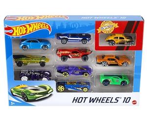 Hot Wheels Pack de 10 (Modelos Pueden Variar) | Multipack de 10 camiones y coches en escala 1:64, colección instantánea para niños y coleccionistas, 54886