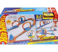 Hot Wheels Pack de triple looping Conjunto de pista con coche de juguete, conjunto con vehículo a escala 1:64 y componentes de construcción con 3 loopings, pistas Speed Snap y adaptadores, JDW39