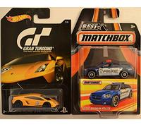 Hot Wheels Paquete de 2 autos Lamborghini Gallardo LP 570-4 Superleggera Gran Turismo Series y MBX Dodge Magnum Police Best of Matchbox Series 1:64 modelo de coche coleccionable a escala 1:64