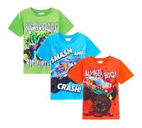 Hot Wheels Paquete de 3 camisetas de Monster Trucks para niños, paquete múltiple de camisetas de manga corta, multicolor, 5-6 años