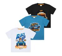 Hot Wheels Paquete de 3 camisetas para niños | Paquete de 3 camisetas de manga corta para niños | Ropa oficial, azul/negro/blanco, 4-5 años