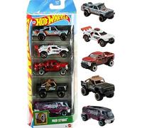 Hot Wheels Paquete de 5 tacos de barro [quemador de arena, Chevy Silverado Off Road, Jeep J10 '73, Ford Bronco, Baja Bison T5] Vehículos de juguete a escala 1:64