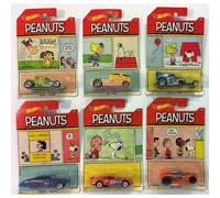 Hot Wheels PEANUTS 2017 - Set completo de 6: CHARLIE BROWN (Bone Shaker), SNOOPY (Altred Ego), LUCY (Purple Passion), FRANKLIN (Chicane), LINUS (