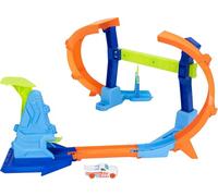 Hot Wheels Conjunto de Pista con Coche de Juguete, Conjunto con voltereta y Salto a través de looping con tirabuzón, Coche de Juguete a Escala 1:64, Pista Speed Snap y adaptadores, JLM9