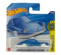 Hot Wheels - Porsche 911 Carrera Clip azul - Experimotors 6/10 - JBC11 - Short Card - Azul - Mattel 2025 - Diseño Porsche con licencia - 1:64 - Herramienta de clip