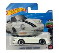 Hot Wheels - Porsche 911 Turbo Cabriolet - JJJ22 - Blanco con rayas negras - Drop Tops 3/5 - Mattel 2026-1:64 - Modelo de licencia