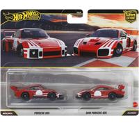Hot Wheels Premium Car Culture Pack con Dos vehículos (Porsche 935 & 2018 Porsche 935) a Escala 1:64, neumáticos Real Riders, chasis Metal, Juguete para coleccionistas, JHW51