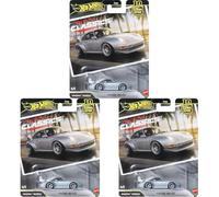 Hot Wheels Porsche 993 GT2, Coche de Juguete Premium a Escala 1:64, con neumáticos Real Riders y Carrocería y Chasis Metal/Metal, JKF16 (Paquete de 3)