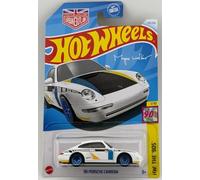 Hot Wheels Porsche Carrera '96, coche de juguete modelo fundido a escala 1:64, blanco con ruedas azules, HW The 90s Series 1/10, 174/250