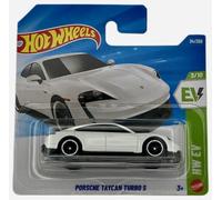 Hot Wheels - Porsche Taycan Turbo S - JJJ05 - HW EV 3/10 - blanco - Coupe Porsche con licencia a escala 1:64 - Mattel 2026 (34/250) - Coche deportivo eléctrico - Modelo con licencia