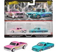 Hot Wheels Premium Cultura del coche, Real Riders (1975 Datsun Sunny Truck B120 y Custom 93, Nissan Nardbody D21), juguetes