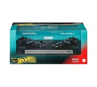 Hot Wheels Premium Equipo de Fórmula 1 Mercedes-AMG PETRONAS Pack de 2 | Set de 2 coches de coleccionismo de Fórmula 1 a escala 1:64, de George Russell y Kimi Antonelli, JMM93