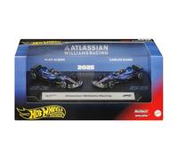 Hot Wheels Premium Fórmula 1 Atlassian Williams Racing Pack de 2 | Set de 2 coches de carreras de juguete a escala 1:64 con #55 Carlos Sainz y #23 Alexander Albon, JMM98