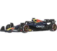 Hot Wheels Premium Formula 1 Oracle Red Bull Racing MAX Verstappen #1, Coche de Carreras metálico a Escala 1:64 con neumáticos Real Riders y carrocería metálica, JKD83