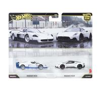 Hot Wheels Premium Maserati 2-Pack: 2004 Maserati MC12 y MC20 | Set de 2 coches die-cast 1:64 Car Culture con neumáticos Real Riders y carrocería metálica, JHW55
