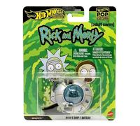 Hot Wheels Premium Pop Culture 2026 Rick and Morty Rick's Ship, vehículo fundido a presión con ruedas de jinetes reales y soporte de exhibición