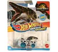 Hot Wheels Racer Verse, Jurassic World Rebirth Mosasaurus, nuevo auto de personaje 2025, vehículo fundido
