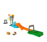 Hot Wheels Racerverse Jurassic World Pista para Coches de Juguete, con Coches Personajes de Owen y Blue, Inspirado en la película, Juguete +3 años (Mattel HTP12)