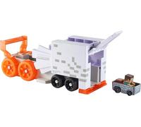 Hot Wheels RacerVerse Minecraft Ghast - Juego de pistas de coche de juguete, lanzador y transportador a gran escala con vehículo Steve fundido a presión