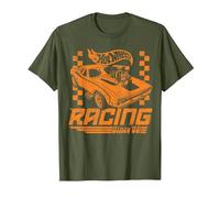 Hot Wheels: Racing Since 68 Retro Checker Camiseta, Hombre, Verde Oliva, XL