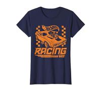 Hot Wheels: Racing Since 68 Retro Checker Camiseta, Mujer, Azul Marino, XS