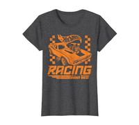 Hot Wheels: Racing Since 68 Retro Checker Camiseta, Mujer, Jaspeado Oscuro, XS