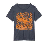Hot Wheels: Racing Since 68 Retro Checker Camiseta, Mujer Tallas Grandes, Azul Jaspeado, 4XL Grande