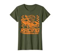 Hot Wheels: Racing Since 68 Retro Checker Camiseta, Mujer, Verde Oliva, XXL