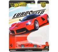 Hot Wheels Red Ferrari LaFerrari Euro Speed Car Culture Series 1:64 Escalera Coleccionable de Metal Fundido Modelo de Coche de Juguete con Goma Real Riders 3/5