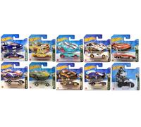 Hot Wheels Retro Racers - Paquete de 10 vehículos fundidos a presión con 1 calcomanía, a partir de 3 años, HKL77-9796