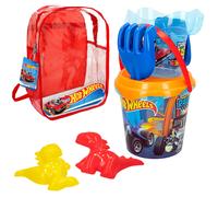 Hot Wheels Set cubo de playa con accesorios y mochila transporte