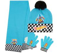 Hot Wheels Set de Invierno 3 Piezas, Gorro Pompón, Bufanda y Guantes para Niños