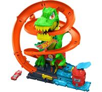 Hot Wheels Set de Pista Ciudad T-Rex Fuego Batalla Parque Infantil Y 1:64 Scale