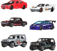 Hot Wheels Silver Series Calles de Japón Pack de 6 | Set de 6 coches de juguete japoneses de metal a escala 1:64 con decoración premium, JLB23