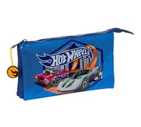 Hot Wheels Sonny - Portatodo Triple, Estuche Infantil, Estuche Niño, Ideal para Niños en Edad Escolar, Cómodo y Versátil, Calidad y Resistencia, 22x3x12 cm, Color Azul Marino