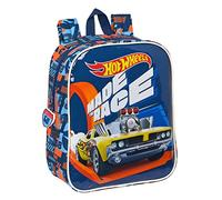 HOT WHEELS Speed Club - Mochila Infantil, Mochila Niño, Mochila Escolar, Adaptable a Carro, Ideal para Guardería, Cómoda y Versátil, Calidad y Resistencia, 22x10x27 cm, Color Azul marino y naranja