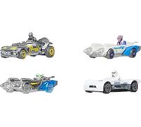 Hot Wheels Star Wars: The Mandalorian y Grogu Pack de 4 Coches | Superstar Speeders Set de 4 coches die-cast, personajes de la película en vehículos clásicos, JJV33