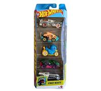 Hot Wheels Street Beasts - Paquete de 5 vehículos de juguete a escala 1:64 (Duck N' Roll, Hotweiler, Ratical Racer, Piranha Terror, Vampyra)