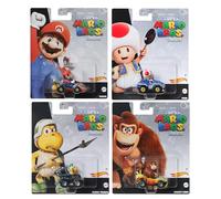 Hot Wheels Super Mario Bros. Movie Character Cars - Paquete de 4 unidades, Mario, Toad, Koopa y Donkey Kong, vehículos fundidos a escala 1:64, a partir de 3 años