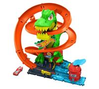 Hot Wheels Zakręcony tor Remiza T-rexa Zestaw do zabawy (ok. 35 cm wysokości), t