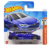 Hot Wheels - Tesla Model S Plaid - Quarter Mile Heroes 5/5 - HRY91 - Short Card - Azul Oscuro - Mattel 2024 - 1:64