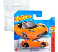 Hot Wheels Tesla Roadster Then and Now 6/10 (217/250) HKJ44 Short Card Mattel 2023 + Blister & Card Protector Pack Friki Monkey