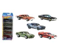 Hot Wheels Torque 5 unidades [Ford Gran Torino Sport '72, remachado, Dodge Charger 500 '69, Custom '67 Pontiac Firebird, Muscle Bound] Vehículos de juguete a escala 1:64