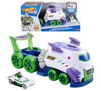 Hot Wheels Toy Story 5 Lanzador y Transportador con Coche | Vehículo Hi-Tech Buzz Lightyear con coche Superstar Speeder metálico a escala 1:64, JJV63